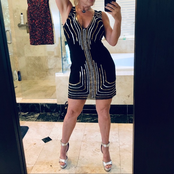 Basix Black Label Black Embellished Mini Dress NWT - Picture 6 of 8